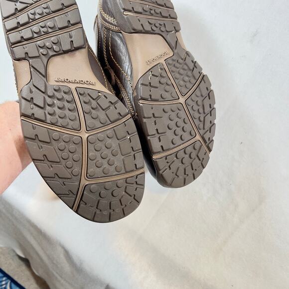 Leather Sneakers Rockport Men's 8 Brown w/ Contrasting Stitching Hiking Casual - Picture 3 of 9